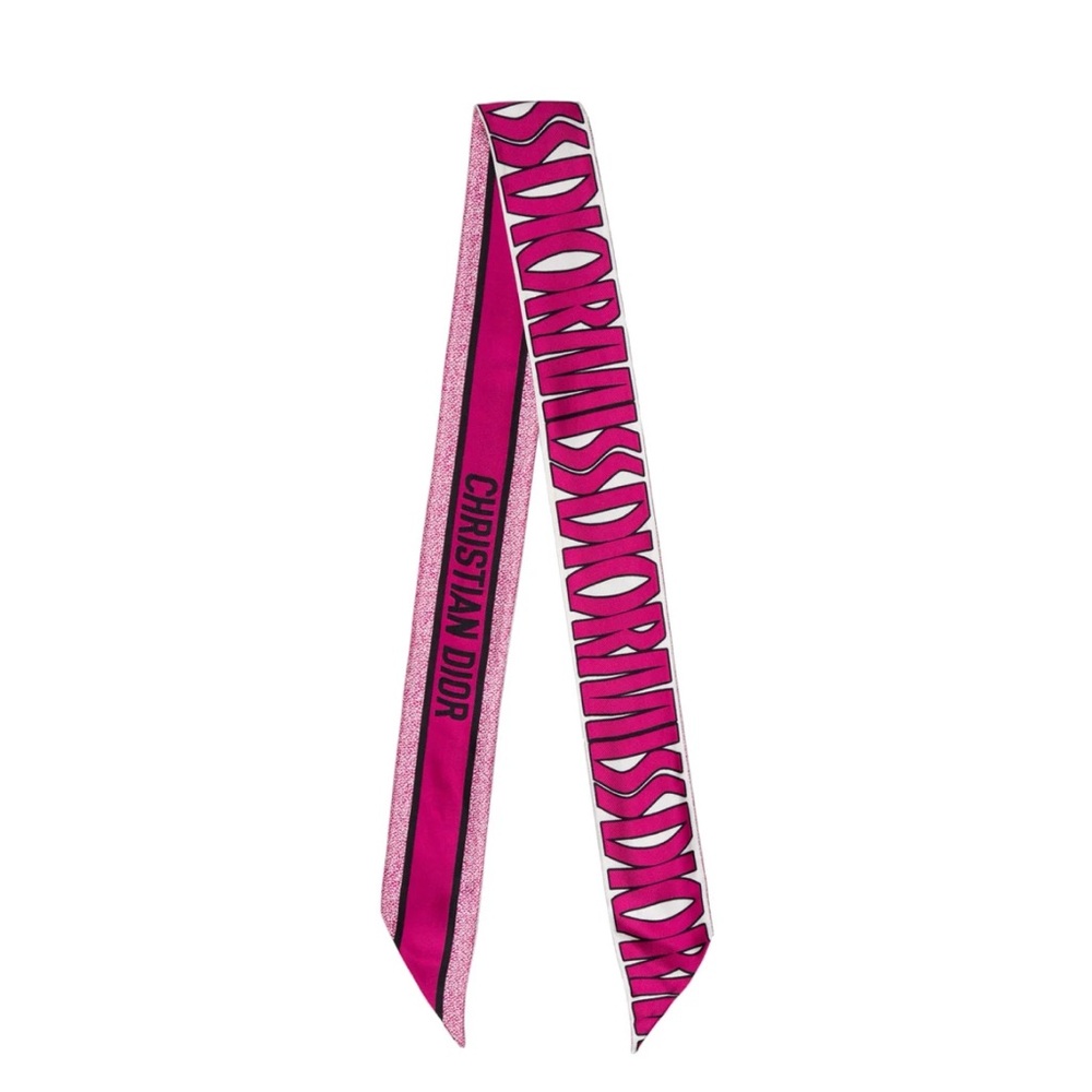Dior Fuchsia and Black Silk Twilly
